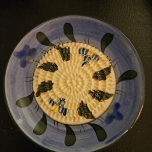 Handcrafted Blue and Cream Ceramic Plate